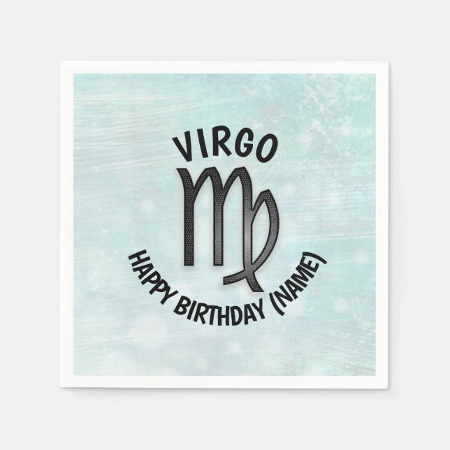 Horoscope Sign Virgo Personalised Birthday Napkin (Front)