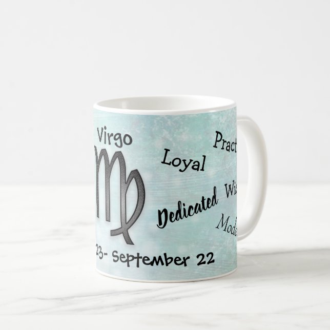 Horoscope Virgo Sign Traits Black and White Coffee Mug (Front Right)