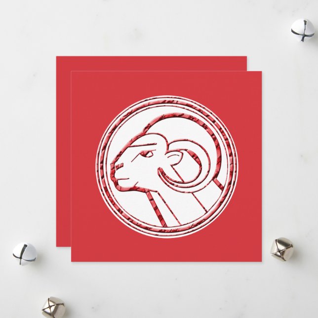 Horoscope Zodiac Sign Aries Holiday Card (Front/Back In Situ)