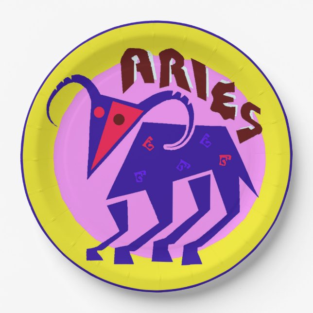 Horoscope Zodiac Sign Aries, Party Paper Plates (Front)