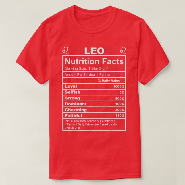 Horoscope Zodiac Sign Astrology Nutrition Facts Le T-Shirt (Design Front)