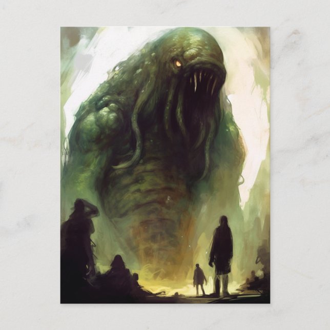 Horrible Green Creature Horror Art Postcard (Front)