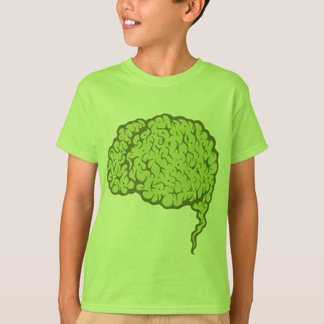 Horrible Green Zombie Brain Kids Tshirt (Front)