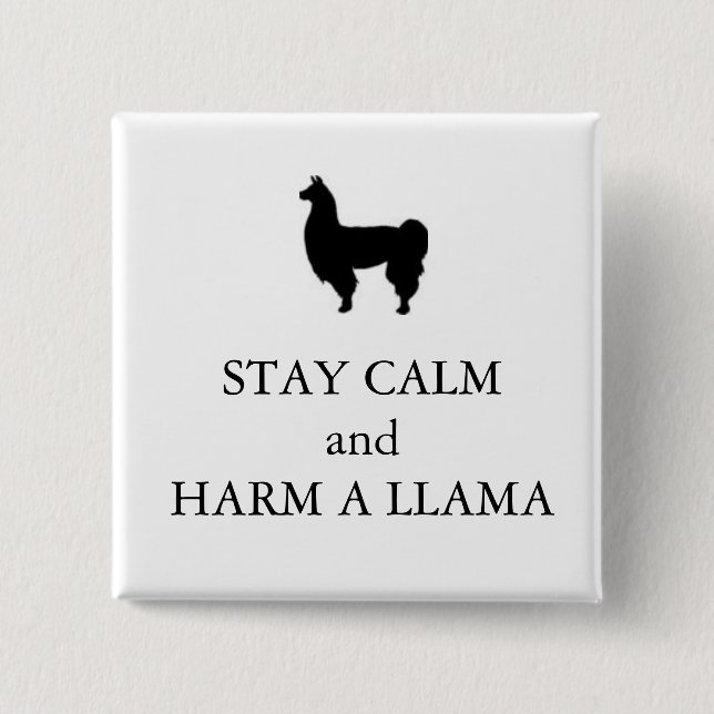 Horrible Histories "Harm a Llama" badge (Front)