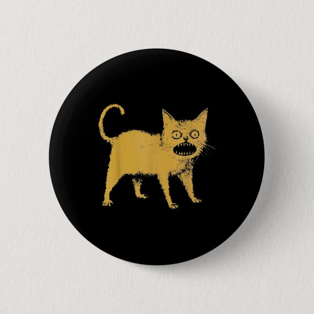 Horrible Japanese Cat Funny  6 Cm Round Badge (Front)