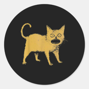 Horrible Japanese Cat Funny  Classic Round Sticker