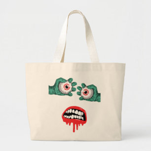 Horrific Zombie Hands with Melting Lipstick Large Tote Bag