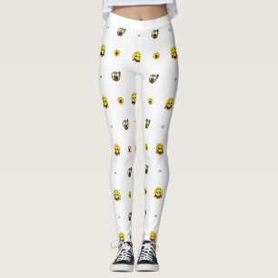 Horrified eyes expression in a funny way leggings
