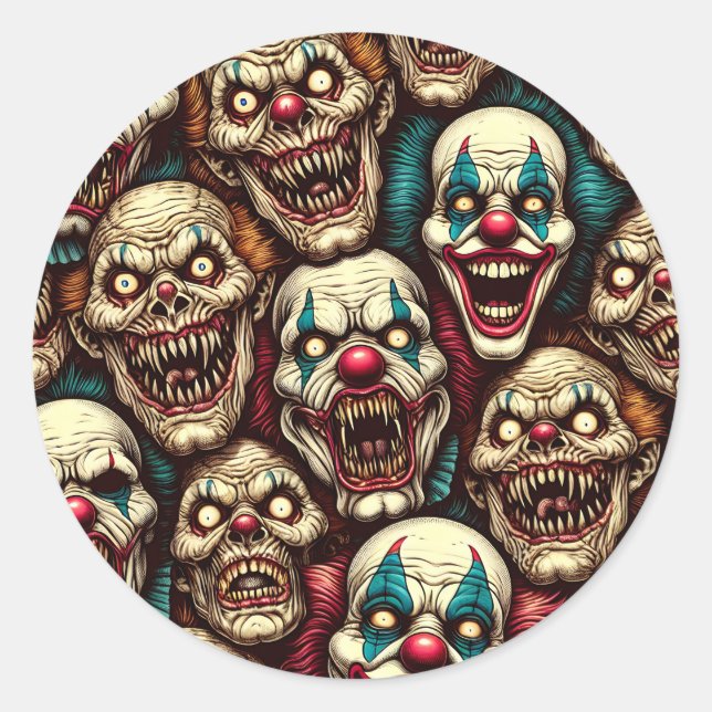 Horrifying Clowns Halloween Party  Classic Round Sticker (Front)