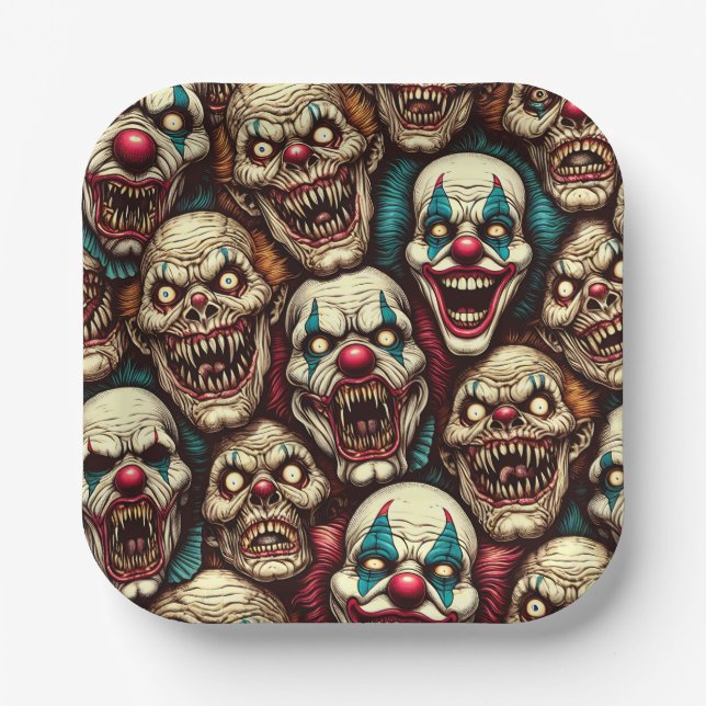 Horrifying Clowns Halloween Party  Paper Plate (Front)