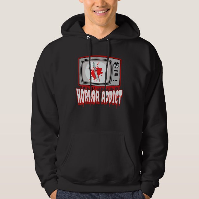 Horror Addict Movie Lover Scary Slasher Retro TV G Hoodie (Front)
