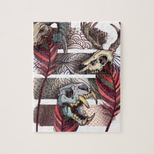 Horror Animal Curse Skeleton Skull Jigsaw Puzzle