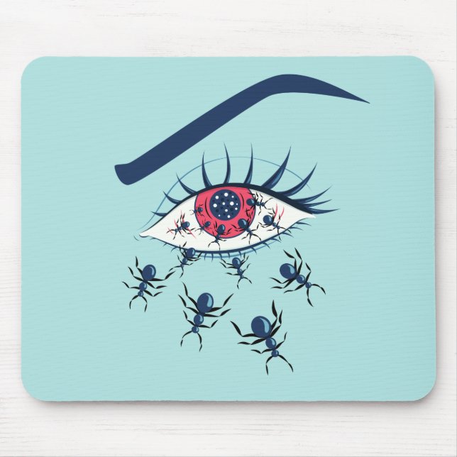 Horror Art Creepy Crawling Insects Eye Mouse Mat (Front)