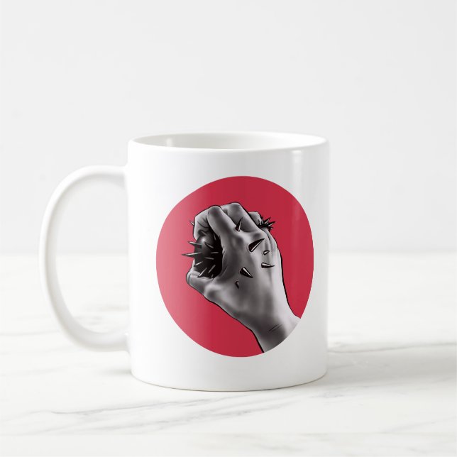 Horror Art Stabbed Fist Gothic Coffee Mug (Left)