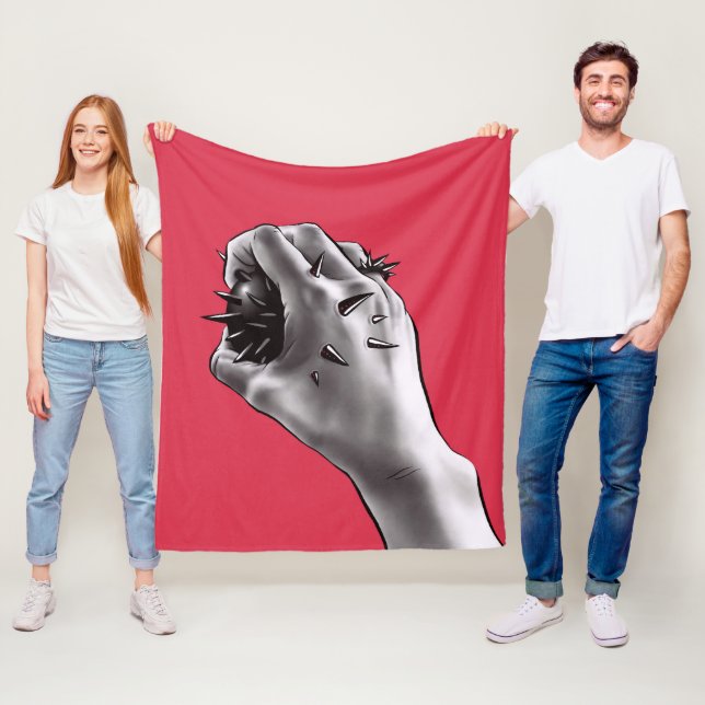 Horror Art Stabbed Fist Gothic Fleece Blanket (In Situ)