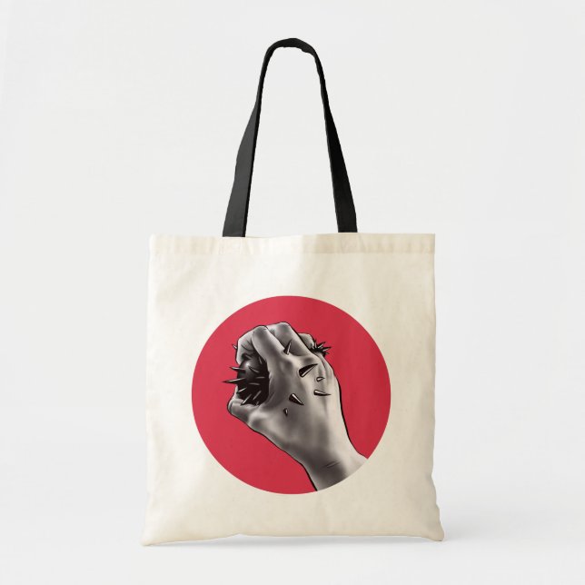 Horror Art Stabbed Fist Gothic Tote Bag (Front)