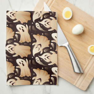 Horror Boo Ghost Halloween Pattern Tea Towel