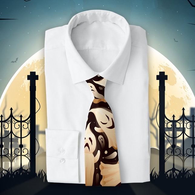 Horror Boo Ghost Halloween Pattern Tie (Creator Uploaded)