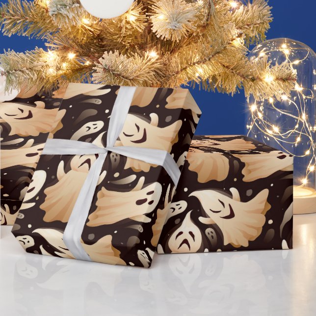 Horror Boo Ghost Halloween Pattern Wrapping Paper (Holidays)
