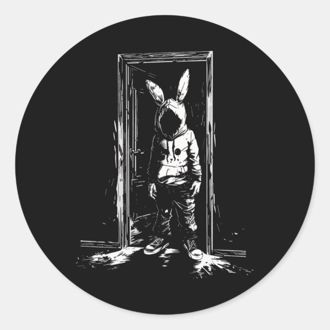 Horror Bunny Mask Man Rabbit Alt Goth Slasher Cree Classic Round Sticker (Front)