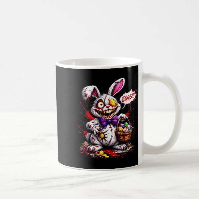 Horror Bunny with Eggs Scary Easter Design Coffee Mug (Right)