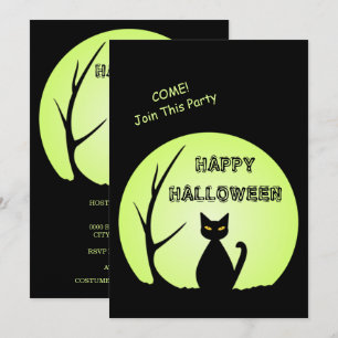Horror Cat Halloween Party Invitation