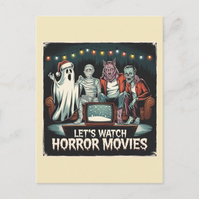 Horror Christmas Ghost Mummy Werewolf Zombie Postcard (Front)