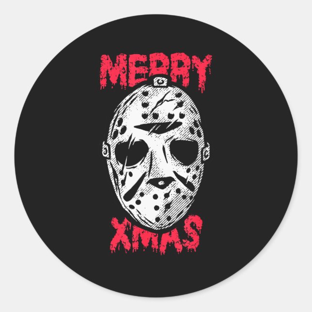 Horror Christmas Merry Xmas Mask  Classic Round Sticker (Front)