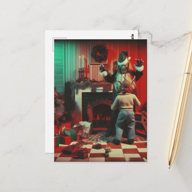Horror Christmas Postcard (Front/Back In Situ)
