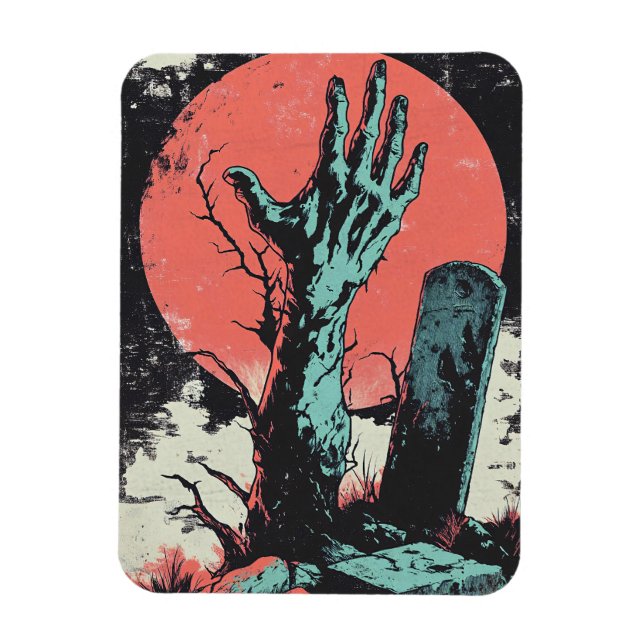 Horror Comic Zombie Graveyard Magnet (Vertical)