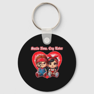 Horror Couple Smile Now Cry Later Chicano Valentin Key Ring