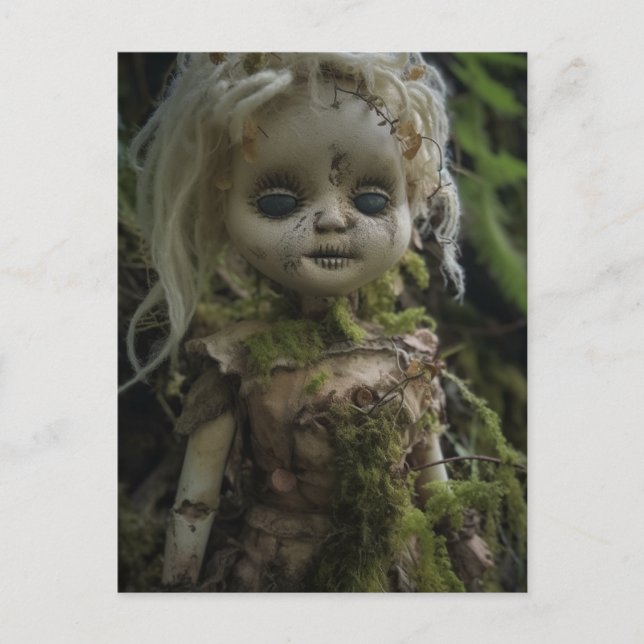 Horror Creepy Doll in the Forest Postcard (Front)
