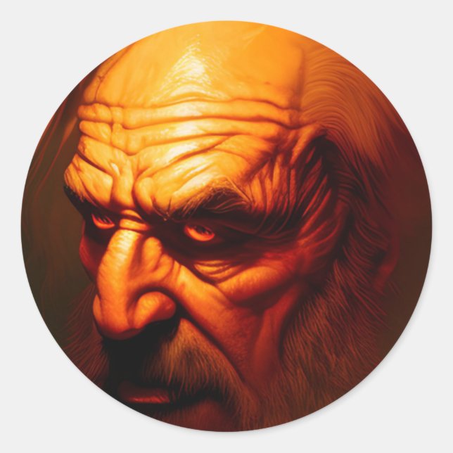 Horror creepy old Man Classic Round Sticker (Front)