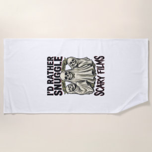 Horror Cuddle Shirt Funny Skull Ghost Movie Night Beach Towel