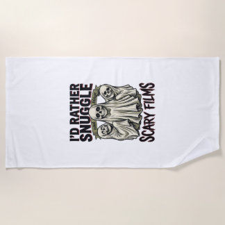 Horror Cuddle Shirt Funny Skull Ghost Movie Night Beach Towel