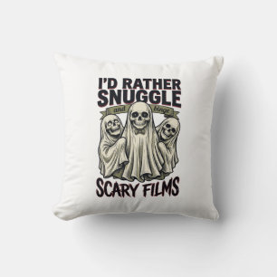 Horror Cuddle Shirt Funny Skull Ghost Movie Night Cushion