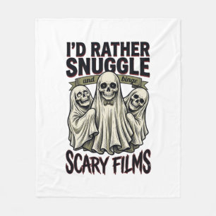 Horror Cuddle Shirt Funny Skull Ghost Movie Night Fleece Blanket