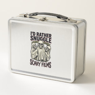 Horror Cuddle Shirt Funny Skull Ghost Movie Night Metal Lunch Box