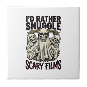 Horror Cuddle Shirt Funny Skull Ghost Movie Night Tile