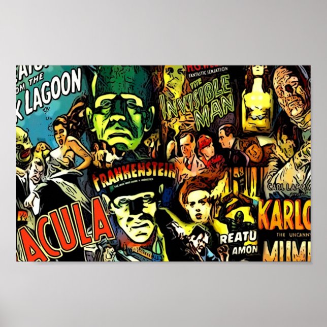 Horror cult universal monsters movies face mask poster (Front)