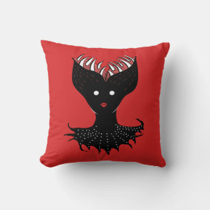 Horror Demon Girl Black Red Creepy Cushion