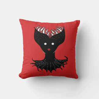Horror Demon Girl Black Red Creepy Cushion