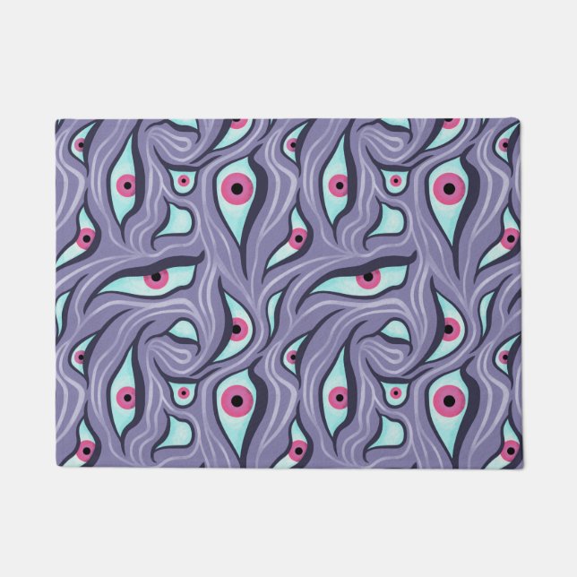Horror Evil Eyes Purple Pastel Goth Doormat (Front)