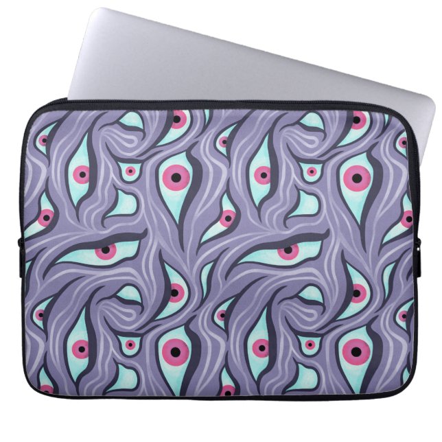 Horror Evil Eyes Purple Pastel Goth Laptop Sleeve (Front)