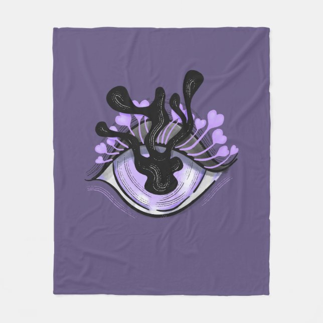 Horror Eye Goth Creepy Weird Purple Fleece Blanket (Front)