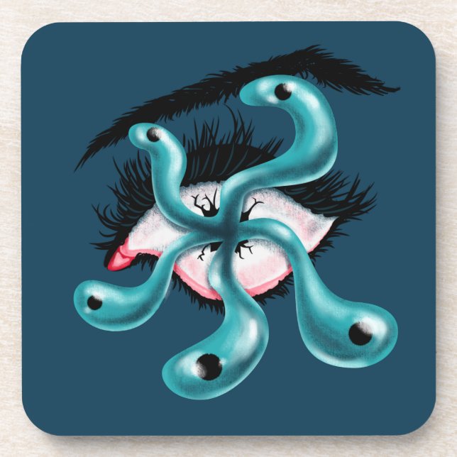 Horror eye tentacle monster weird goth coaster (Front)