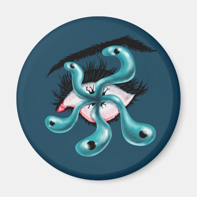 Horror eye tentacle monster weird goth magnet (Front)