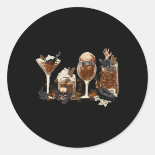 Horror Fall Coffee Halloween Pumpkin Spice Autumn Classic Round Sticker