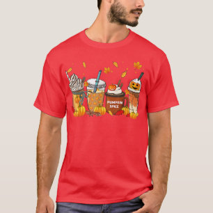 Horror Fall Coffee Jackolantern Halloween Pumpkin  T-Shirt