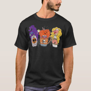 Horror Fall Coffee Latte Cups Halloween Pumpkin Sp T-Shirt